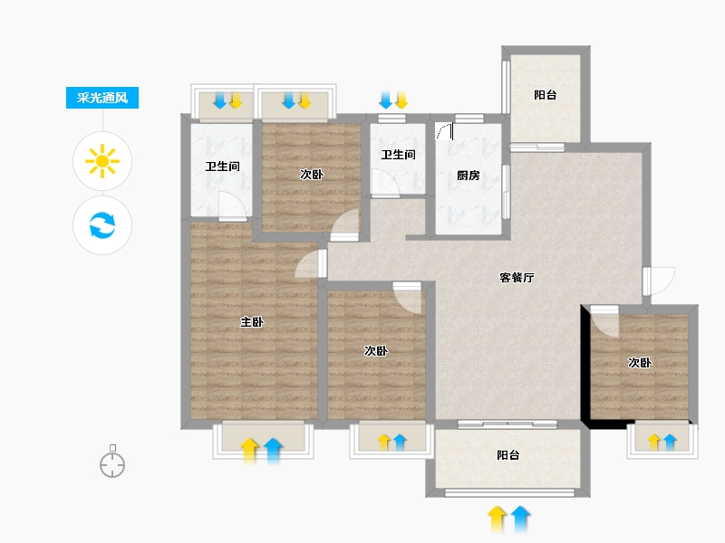 贵州省-遵义市-仁怀-124.00-户型库-采光通风