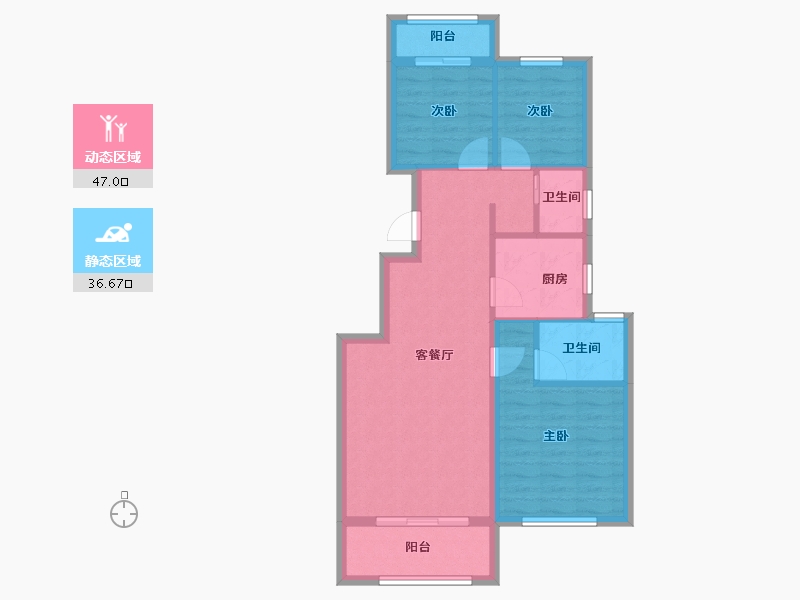 湖北省-武汉市-美联德玛假日三期德玛风情-74.90-户型库-动静分区