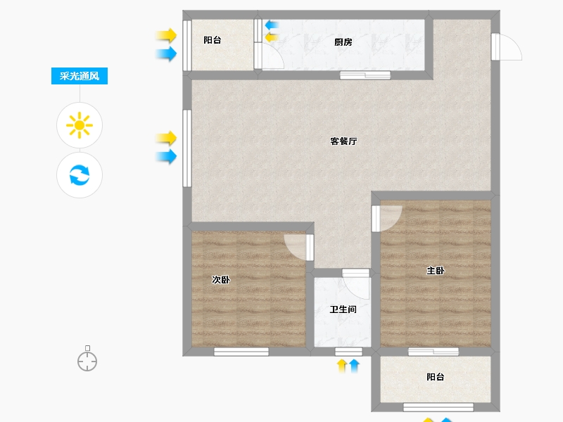 陕西省-宝鸡市-西建福慧城二期-81.60-户型库-采光通风