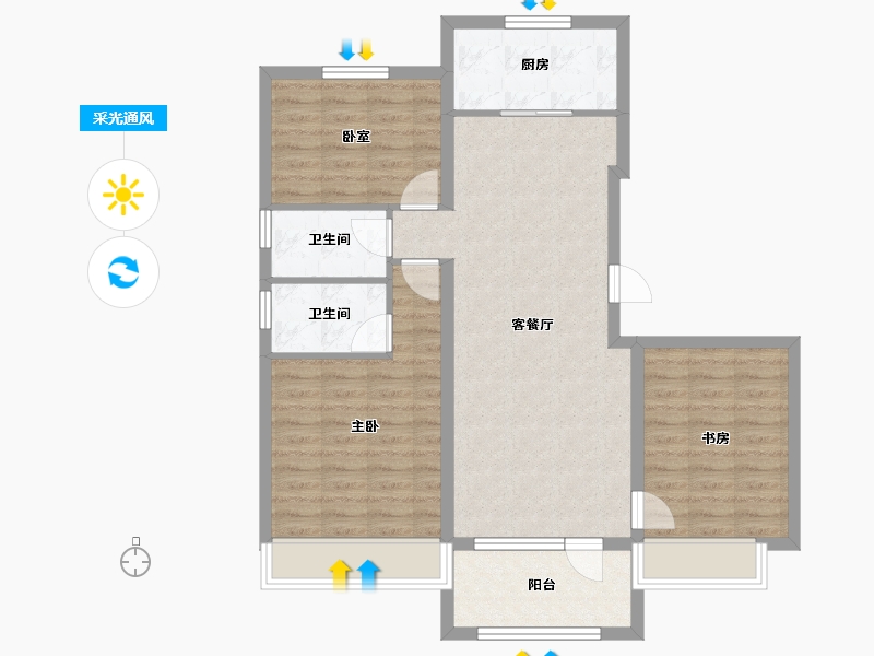 内蒙古自治区-乌兰察布市-众邦·皇苑-88.72-户型库-采光通风