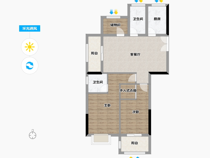 浙江省-嘉兴市-紫金华庭-81.68-户型库-采光通风