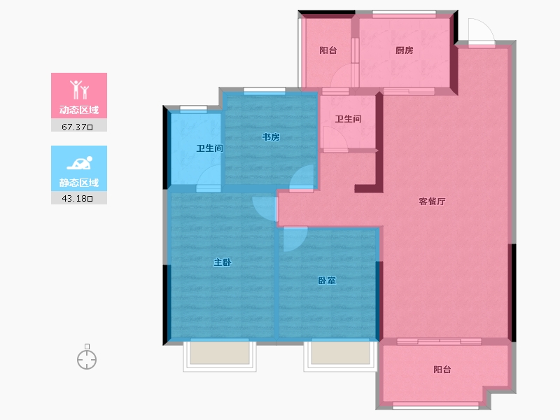 湖南省-郴州市-众联瓏熙府-99.44-户型库-动静分区