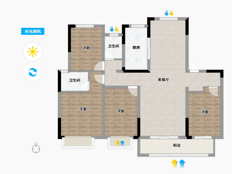 浙江省-宁波市-珑明府-114.53-户型库-采光通风