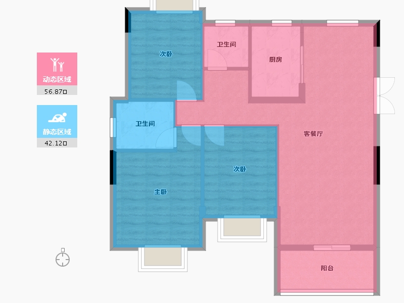 湖北省-孝感市-安陆涢东学府-89.84-户型库-动静分区