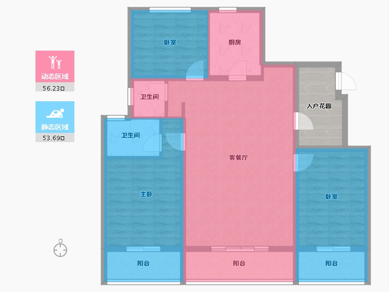 山东省-泰安市-绿地·蔚蓝城-104.81-户型库-动静分区