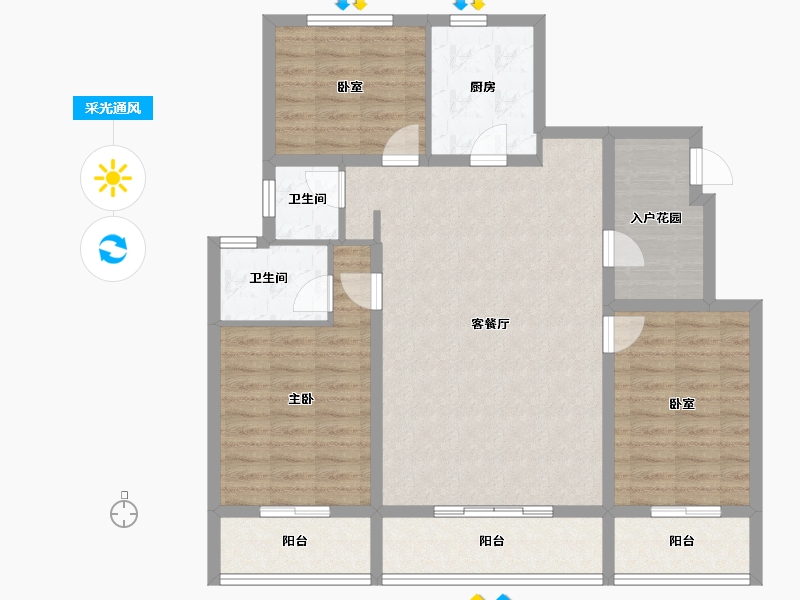 山东省-泰安市-绿地·蔚蓝城-104.81-户型库-采光通风