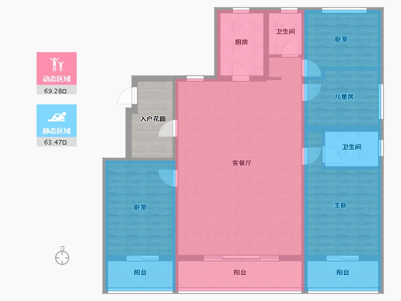 山东省-泰安市-绿地·蔚蓝城-125.61-户型库-动静分区