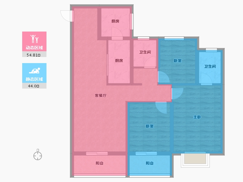 山东省-泰安市-绿地·蔚蓝城-87.21-户型库-动静分区