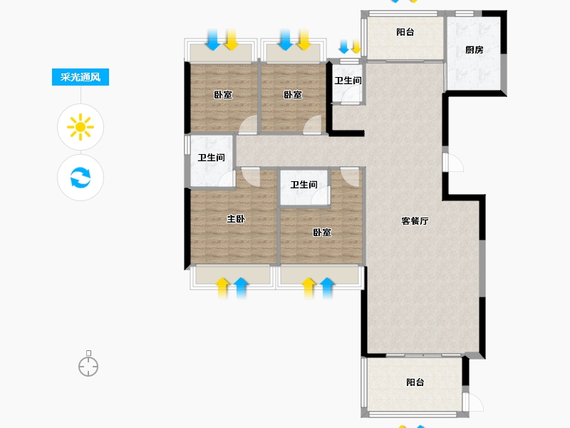 广东省-揭阳市-帝景城-128.00-户型库-采光通风