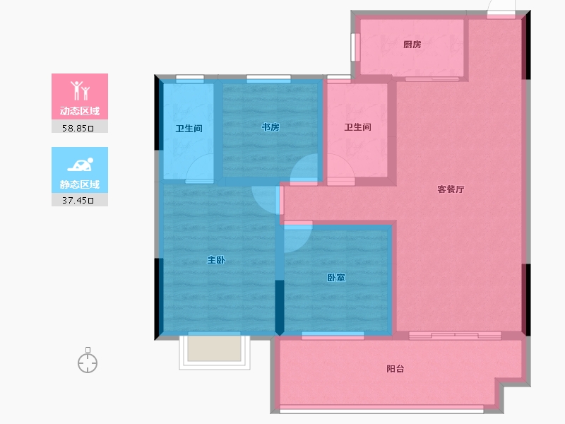 安徽省-宿州市-万成·桂花园-85.11-户型库-动静分区