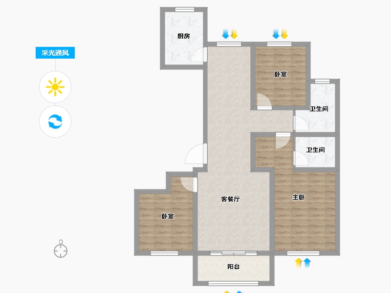 山东省-泰安市-康桥丹郡-101.60-户型库-采光通风