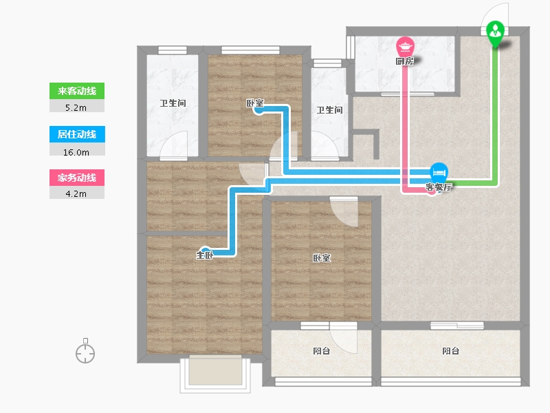 山东省-泰安市-绿地·蔚蓝城-87.21-户型库-动静线