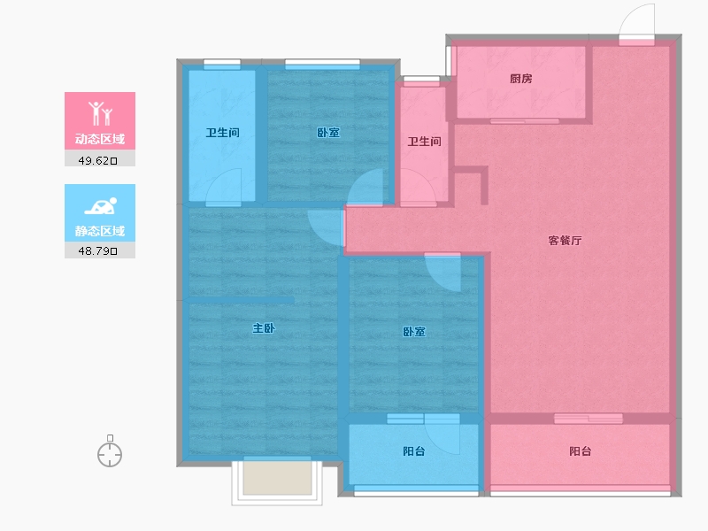 山东省-泰安市-绿地·蔚蓝城-87.21-户型库-动静分区