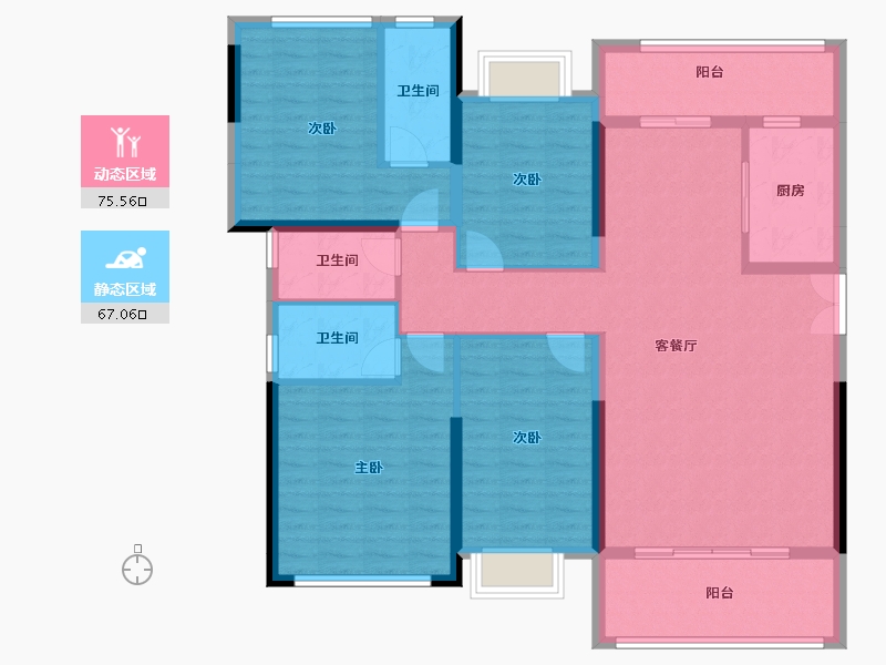 广东省-梅州市-五华客天下幸福里-128.57-户型库-动静分区