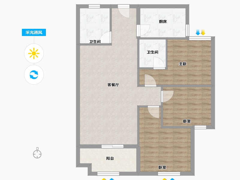 福建省-福州市-厚屿龙山苑小区-85.00-户型库-采光通风