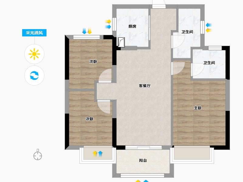 福建省-龙岩市-德兴印象铂郡-71.20-户型库-采光通风