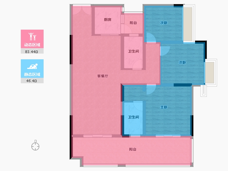 四川省-德阳市-中恒国际社区2期宽庭-116.19-户型库-动静分区