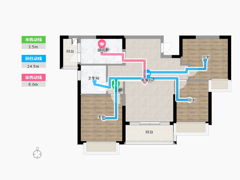 福建省-龙岩市-恒大绿洲三期天璟苑-84.00-户型库-动静线