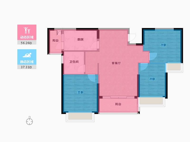 福建省-龙岩市-恒大绿洲三期天璟苑-84.00-户型库-动静分区