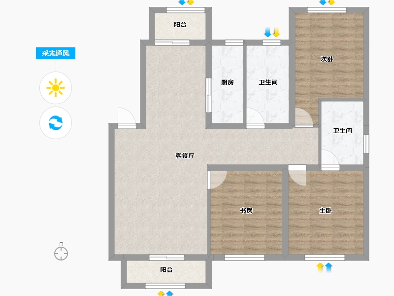 辽宁省-朝阳市-宏运凤凰新城一期-97.96-户型库-采光通风