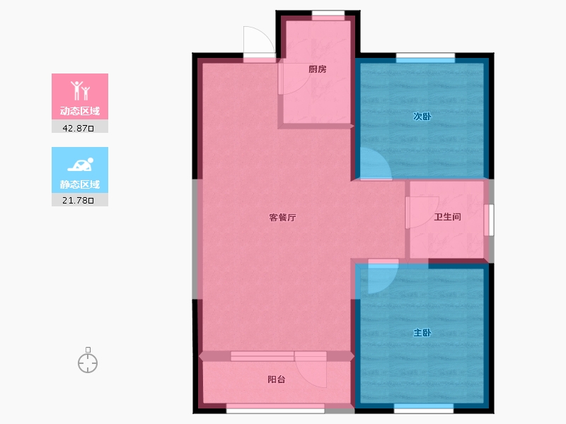 辽宁省-鞍山市-鞍钢新城-57.33-户型库-动静分区