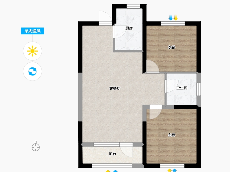 辽宁省-鞍山市-鞍钢新城-57.33-户型库-采光通风