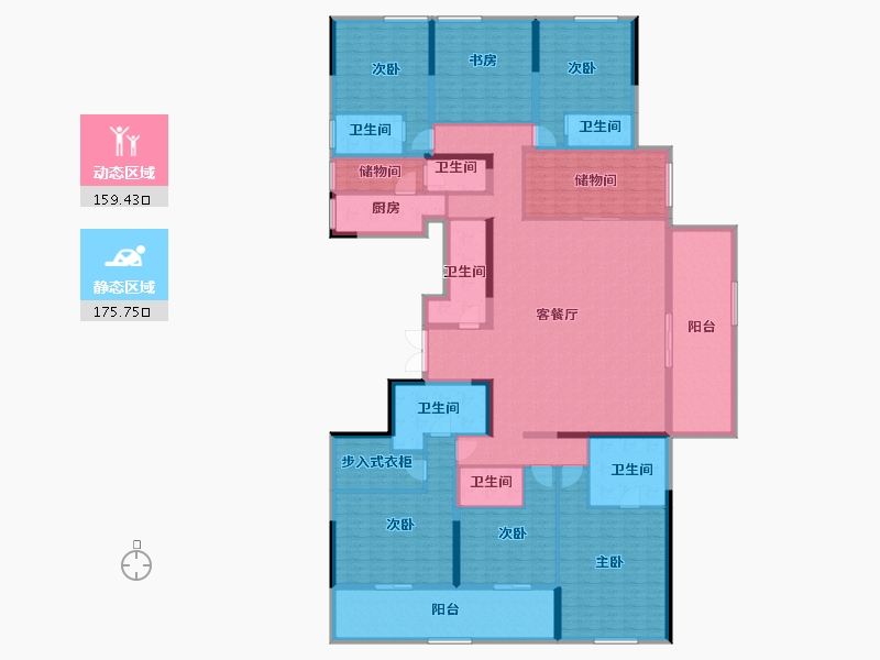 浙江省-杭州市-海潮望月城-304.37-户型库-动静分区