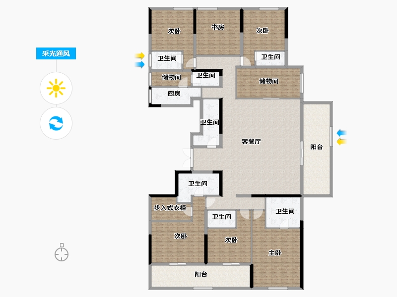 浙江省-杭州市-海潮望月城-304.37-户型库-采光通风