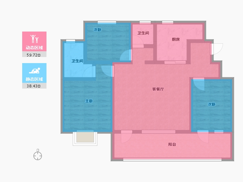 山东省-威海市-天一仁和悦海锦府一期-85.90-户型库-动静分区