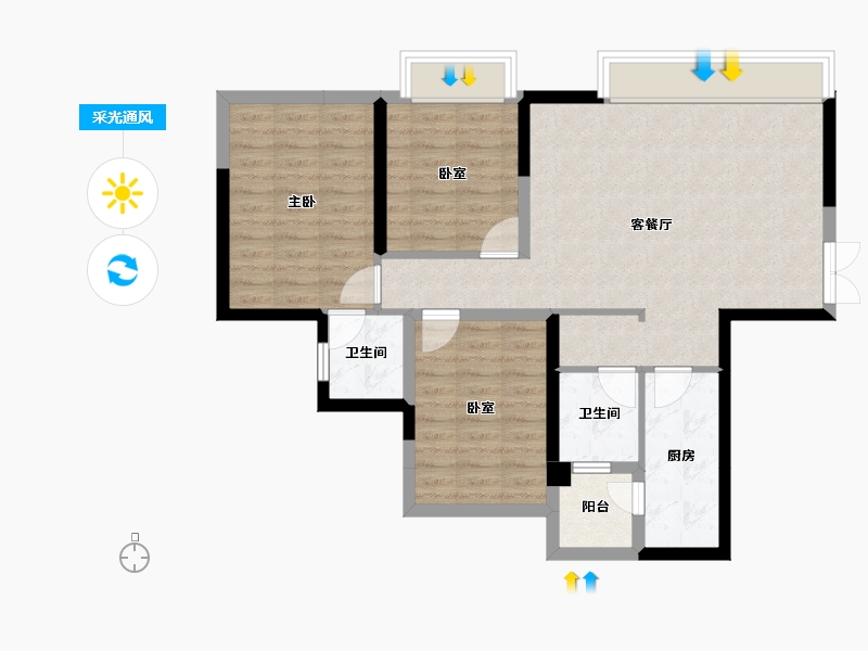 四川省-成都市-奥园棠玥府-81.34-户型库-采光通风