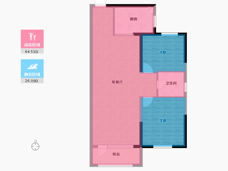 辽宁省-葫芦岛市-宏达翰林苑-81.79-户型库-动静分区