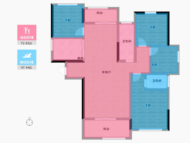 湖南省-常德市-石门东城世家-106.34-户型库-动静分区