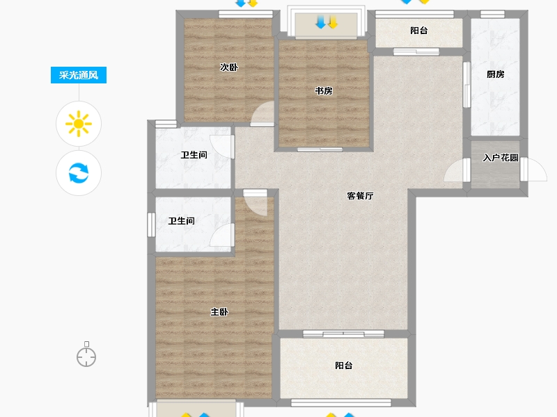 安徽省-宿州市-彼岸星城·融耀-102.40-户型库-采光通风