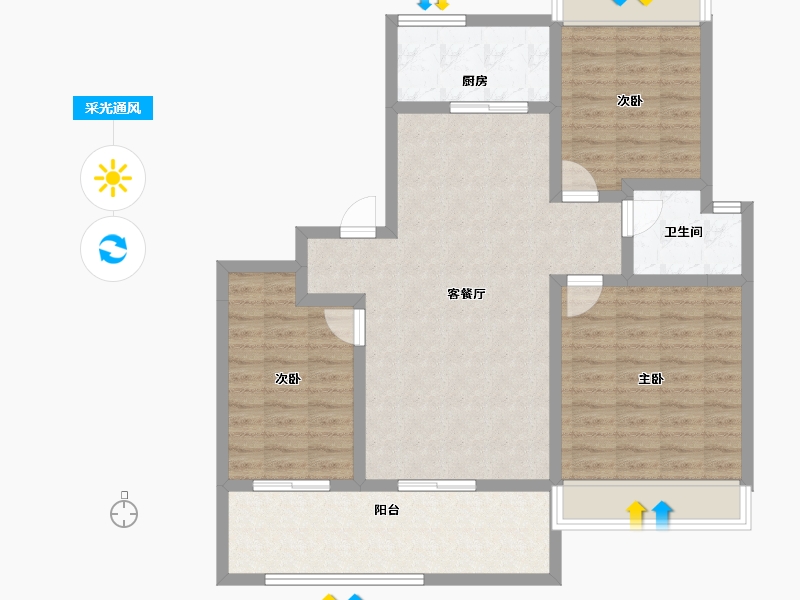 安徽省-芜湖市-中房沚津府-96.90-户型库-采光通风