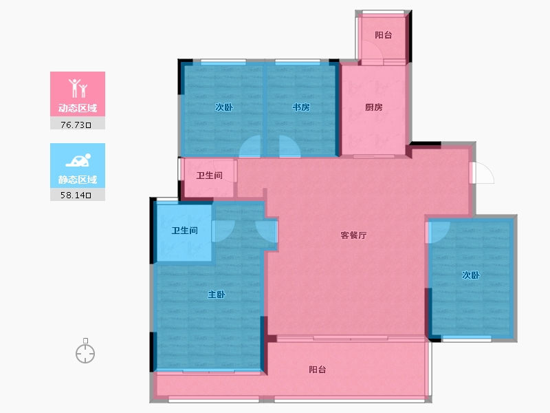 四川省-成都市-锦城华创万科和园-122.85-户型库-动静分区