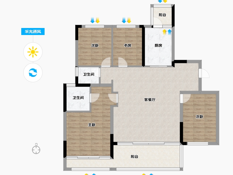 四川省-成都市-锦城华创万科和园-122.85-户型库-采光通风