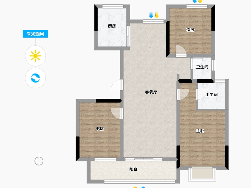 安徽省-芜湖市-慢城壹品-94.96-户型库-采光通风