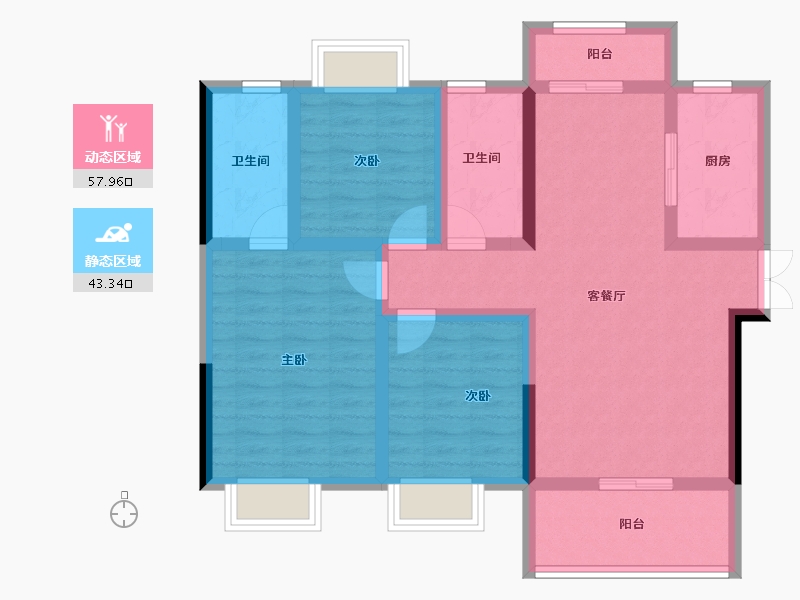 湖北省-宜昌市-丹阳馨居英郡年华二期-89.22-户型库-动静分区