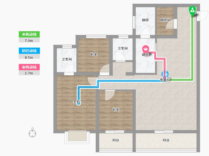 山东省-泰安市-绿地·蔚蓝城-94.41-户型库-动静线