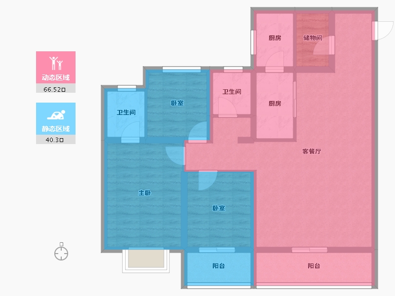 山东省-泰安市-绿地·蔚蓝城-94.41-户型库-动静分区