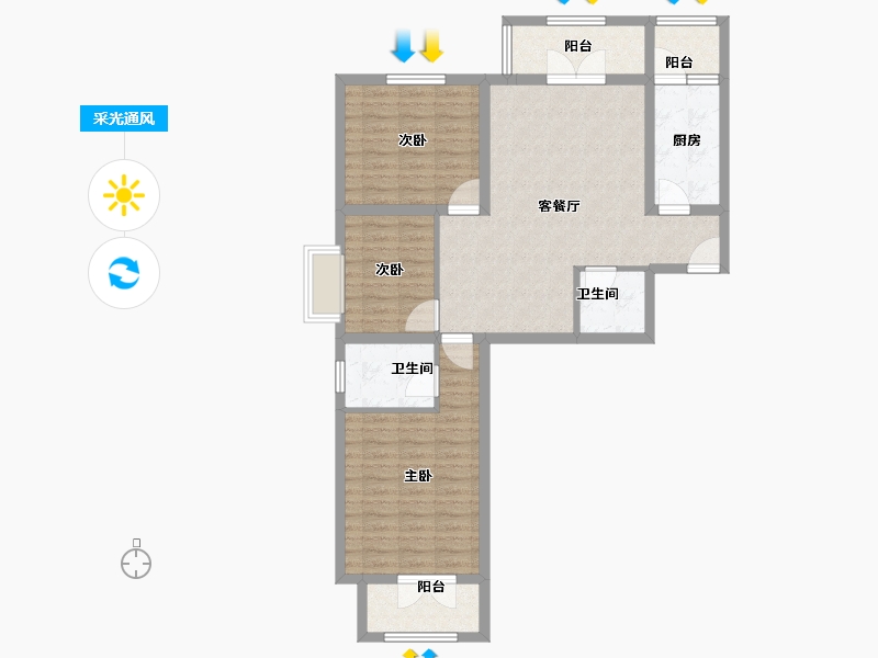 山西省-太原市-半山中庭-93.65-户型库-采光通风