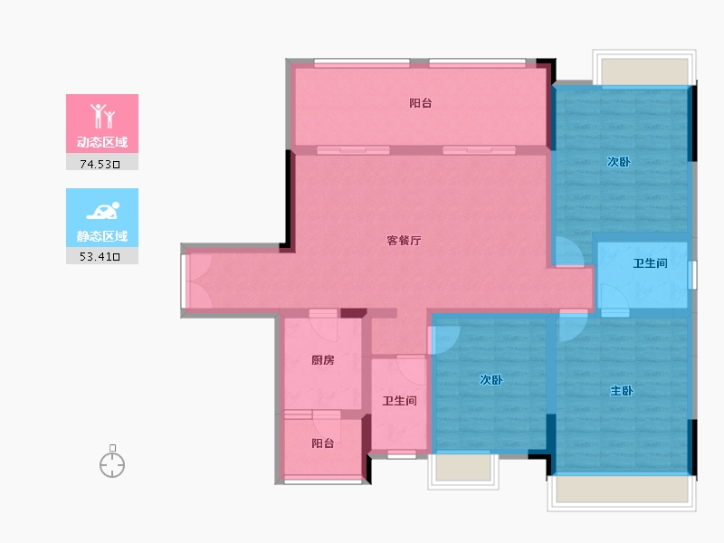 四川省-德阳市-中恒国际社区2期宽庭-114.58-户型库-动静分区