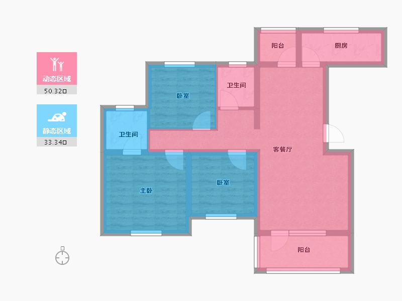 湖北省-咸宁市-金色海湾星河湾-73.00-户型库-动静分区