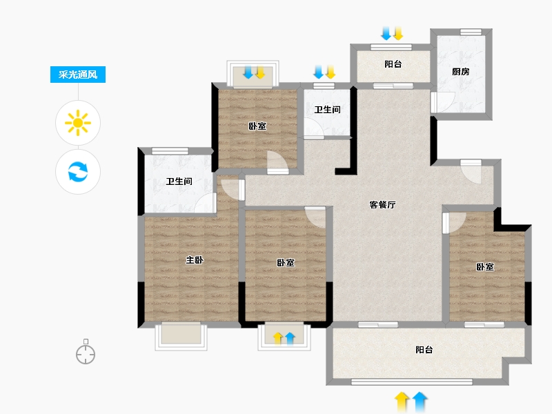 安徽省-淮南市-江山印-124.00-户型库-采光通风