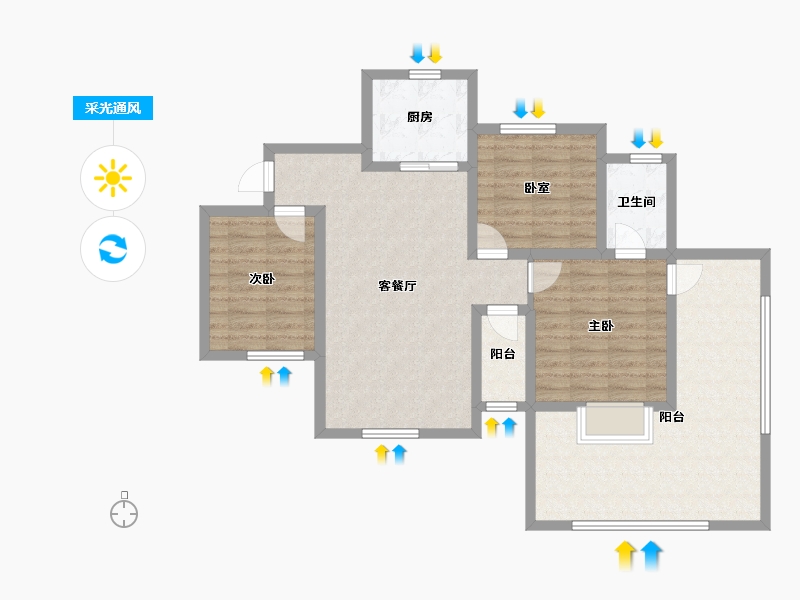 四川省-巴中市-宇忆叠翠-96.85-户型库-采光通风