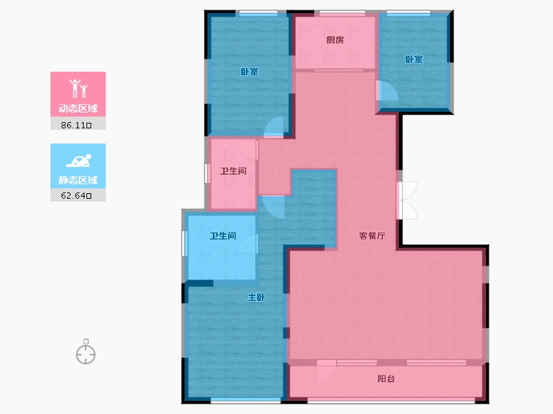 内蒙古自治区-呼和浩特市-创联绿城玖悦府-133.52-户型库-动静分区