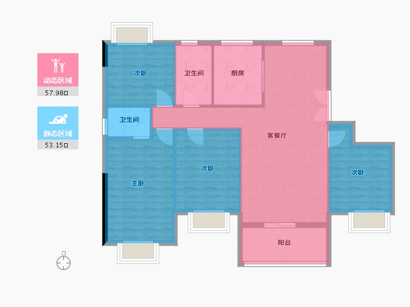 湖北省-孝感市-安陆涢东学府-101.40-户型库-动静分区