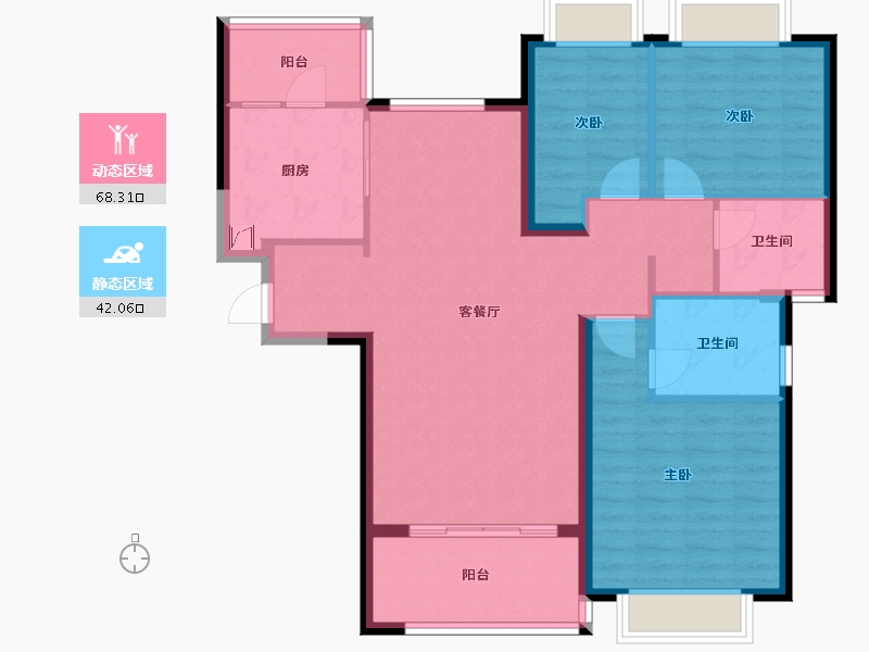 福建省-龙岩市-恒大绿洲三期天璟苑-99.41-户型库-动静分区