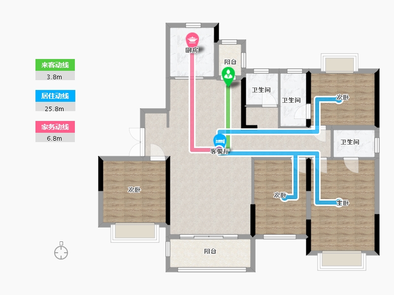 河南省-信阳市-世界城三期·华都-127.25-户型库-动静线