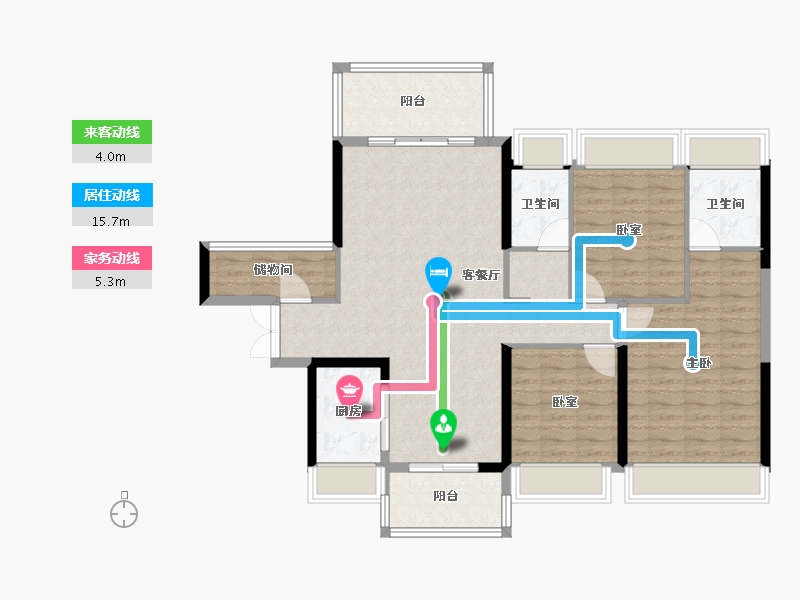 湖南省-郴州市-麒麟首府-108.80-户型库-动静线